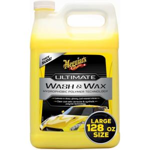 imageMeguiars Ultimate Wash and Wax Car Wash and Wax Cleans and Shines in One Step Wash Shine and Protect with an Enhanced pH Neutral Car Paint Cleaner 1 Gallon128 Fl Oz Pack of 1