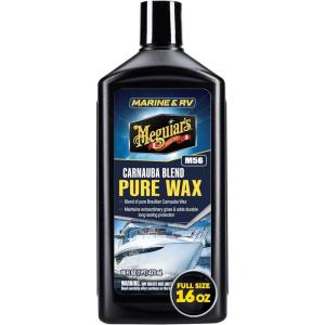 imageMeguiars M5616 MarineRV Pure Wax Carnauba Blend LongLasting Liquid Wax for Protecting Gel Coat Fiberglass and Painted MarineRV Finishes 16 Oz BottleCarnauba Blend