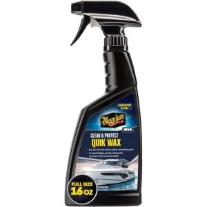 imageMeguiars M5616 MarineRV Pure Wax Carnauba Blend LongLasting Liquid Wax for Protecting Gel Coat Fiberglass and Painted MarineRV Finishes 16 Oz BottleClean  Protect
