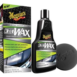 imageMeguiars 3 In 1 Wax  Advanced Cleaner Wax that Blends Defect and Scratch Removal Car Polishing for a High Gloss and LongLasting Paint Protection All in One Step 16 Oz16 Oz  Foam Pad