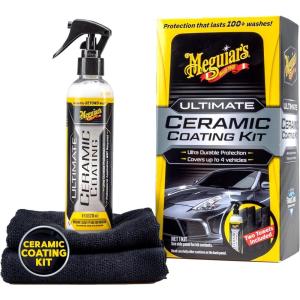 imageMeguiars Ultimate Ceramic Coating Kit  Premium Kit for Cars Delivers UltraDurable Ceramic Protection with High Water Beading Action Increased Gloss and Slickness and Premium Microfiber Towels