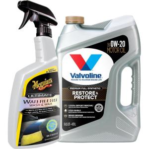 imageValvoline Restore ampamp Protect 0W20 Motor Oil  Meguiars Ultimate Waterless Wash ampamp Wax Bundle for Maintaining Engine Performance with Full Synthetic Oil and Car Appearance with Waterless Car Cleaning