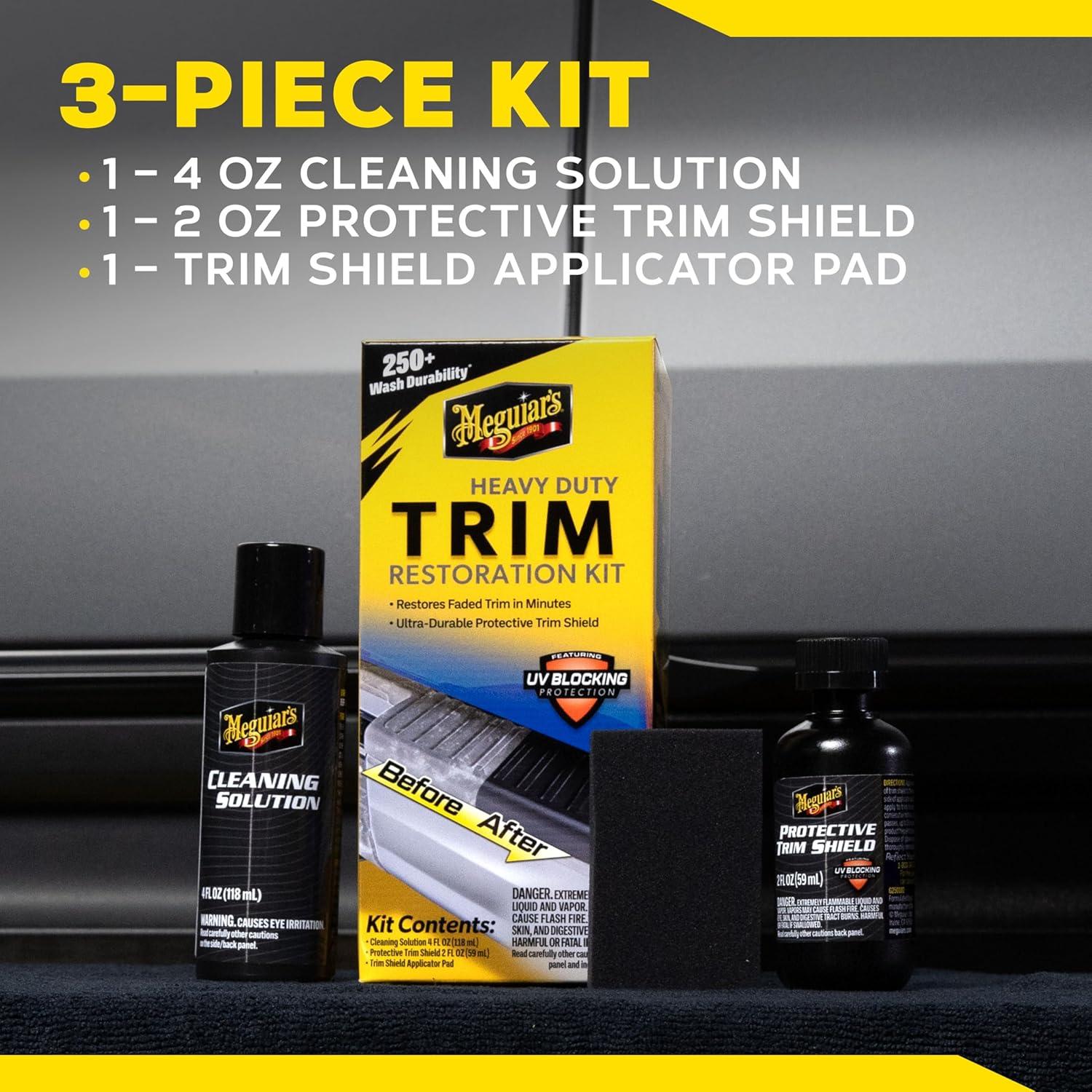 imageMeguiars Heavy Duty Trim Restoration Kit  Includes a Cleaning Solution to Deep Clean Plastic and Trim and Protective Trim Shield That Delivers UltraDurable Protection with UV Blocking Protection