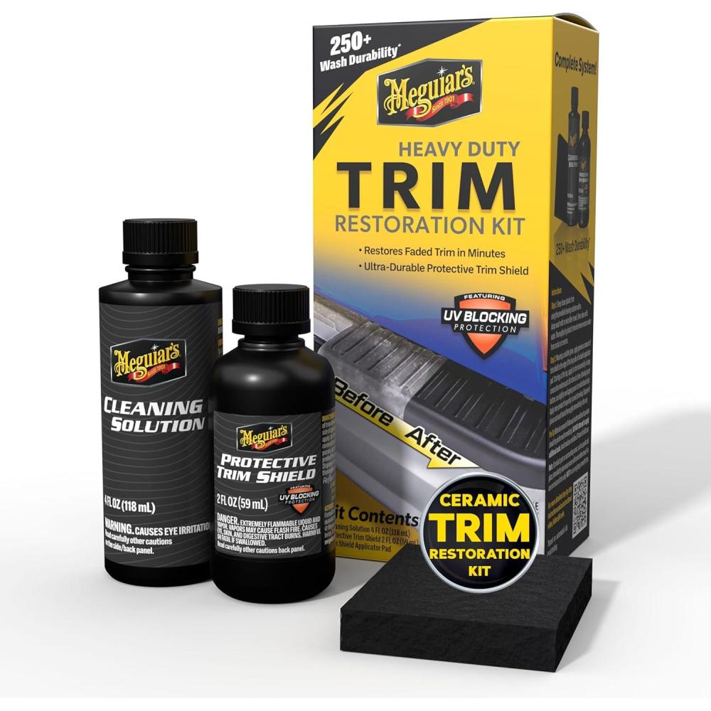 imageMeguiars Heavy Duty Trim Restoration Kit  Includes a Cleaning Solution to Deep Clean Plastic and Trim and Protective Trim Shield That Delivers UltraDurable Protection with UV Blocking Protection