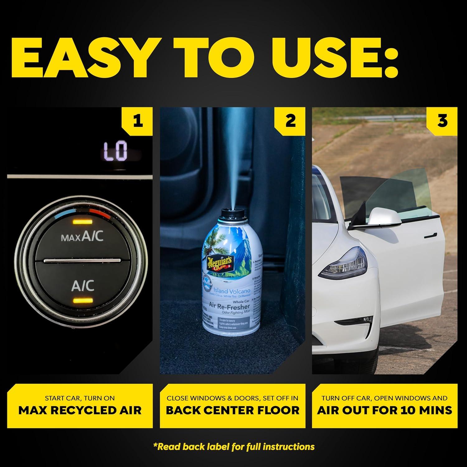 imageMeguiars Car Air Refresher Odor Fighting Mist  Island Volcano LongLasting Car Freshener Fights Strong ampamp Unwanted Vehicle Smells Renewing Interiors with a Luxurious ampamp Refreshing Scent 2oz Aerosol