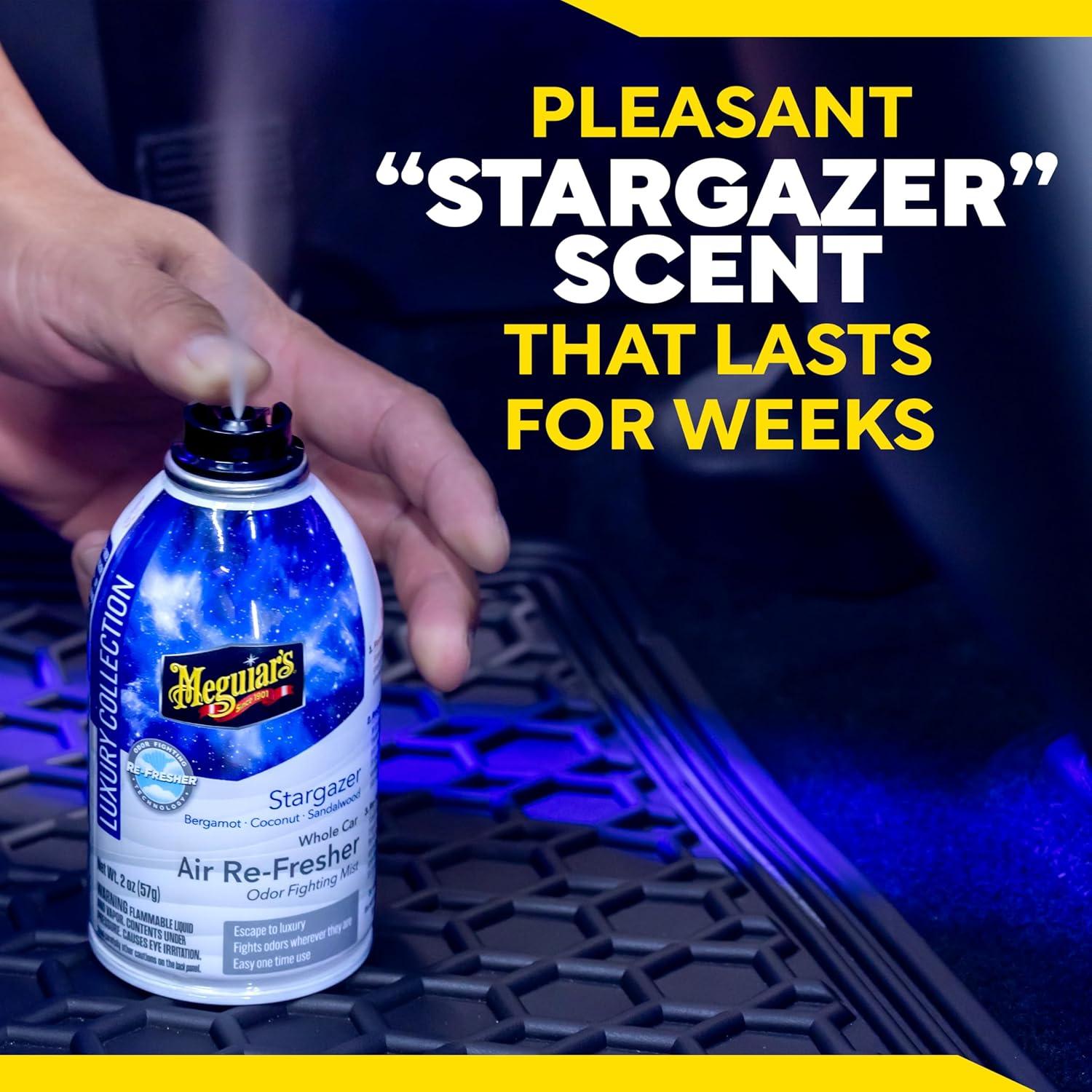 imageMeguiars Car Air Refresher Odor Fighting Mist  Stargazer LongLasting Car Freshener Fights Strong ampamp Unwanted Vehicle Smells Renewing Interiors with a Luxurious ampamp Refreshing Scent 2 oz Aerosol