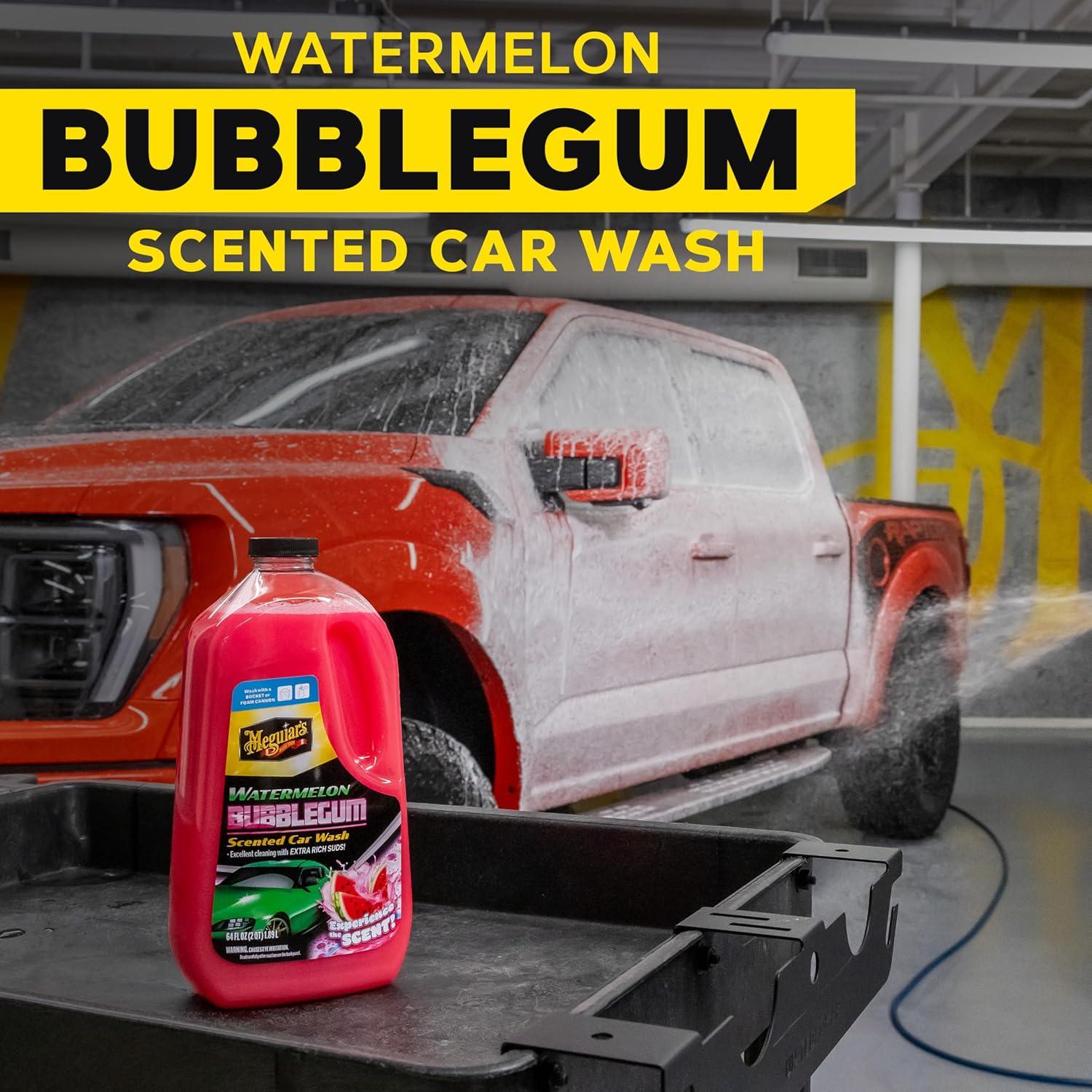 imageMeguiars Watermelon Bubblegum Scented Car Wash  Use This Advanced Car Wash Soap in a Foam Cannon or in a Bucket to Quickly Remove Dirt and Grime with ExtraRich Suds Plus a Pleasant Scent 64 oz
