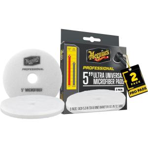 imageMeguiars 5quot Ultra Universal Microfiber Pads  M5MFP2  Professional Detailing Pad Pair with Meguiars Compound for Heavy Cutting of Paint Defects or use with a Polish for Finish Refinement 2 Pack