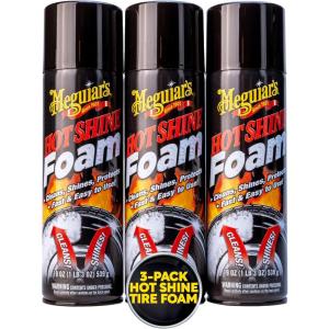 image:imageMeguiars G13919 Hot Shine Tire Foam Aerosol Tire Shine for Glossy Rich Black Tires  19 Oz Spray Can Pack of 219 Fl Oz Pack of 3