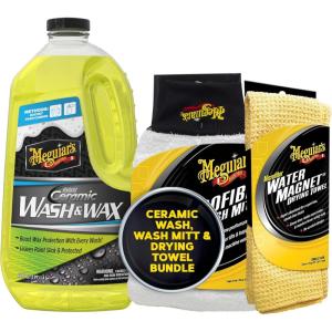 image:imageMeguiars Hybrid Ceramic Wash amp Wax Bundle  Includes Water Magnet Microfiber Drying Towel and Microfiber Wash MittWash  Wax  Drying Towel  Wash Mitt Bundle